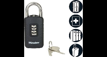 Hangslot en cijferslot in 1 - Uniek slot met cijfercode én sleutel - Cijferslot - Hangslot - Master Lock 656EURDBLK
