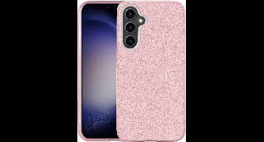 Hoesje Geschikt Voor Samsung Galaxy S23 plus hoesje Glitter TPU backcover – Rosegoud