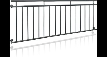 Franse balkonbalustrade 225x90 cm antraciet met 16 vulstaven van gepoedercoat staal