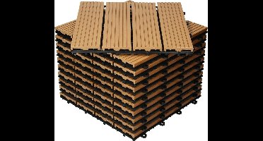 3m² 33 stuks WPC terrastegels 30x30 cm teak in houtlook Balkonvloer met afwatering en kliksysteem Vlonder balkontegels