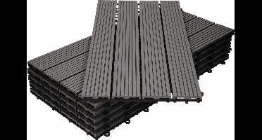 WPC terrastegels 60x30 cm set van 18 voor 3m² antraciet in houtlook met drainage en kliksysteem