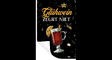 Muurstickers - Sticker Folie - Glühwein - Vintage - Quote - 20x30 cm - Plakfolie - Muurstickers Kinderkamer - Zelfklevend Behang - Cadeau voor vrouw - Zelfklevend behangpapier - Stickerfolie