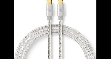 Nedis USB-Kabel - USB 3.2 Gen 2 - USB-C Male - USB-C Male - 100 W - 4K@60Hz - 10 Gbps - Verguld - 1.00 m - Rond - Gevlochten / Nylon - Aluminium - Cover Window Box