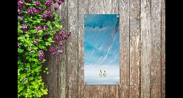Tuinposter Twee keizerpinguïns voor een ijsberg - 30x60 cm - Tuindoek