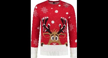 Foute Kersttrui Dames & Heren - Peakaboo Rood-Wit - Kerstcadeau Volwassenen - Dames en Heren - Maat M