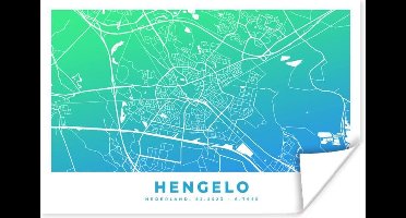 Poster Stadskaart - Hengelo - Blauw - Nederland - 30x20 cm - Plattegrond