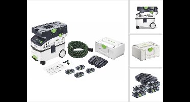 Festool CTMC MIDI snoerloze mobiele stofafzuiger 36 V ( 2x 18 V ) stofklasse M + 4x accu 4.0 Ah + lader + systainer