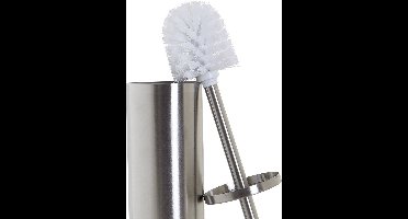 ITEM Toiletborstel - zilver - RVS houder - kunststof borstel - 39 cm - wc borstel