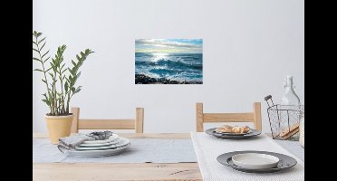 Muurstickers - Sticker Folie - Zee - Stenen - Zon - 30x20 cm - Plakfolie - Muurstickers Kinderkamer - Zelfklevend Behang - Zelfklevend behangpapier - Stickerfolie