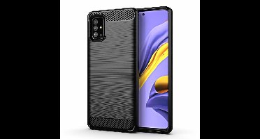 Hoesje Geschikt Voor Samsung Galaxy A51 Hoesje Brushed TPU - Matt Zwart