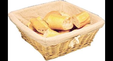 Olympia Broodmand met Hoes vierkant - Rieten mand met katoenen hoes - 23x23x10 cm