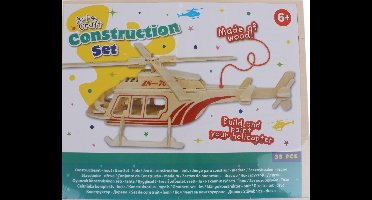 Free And Easy Bouwpakket Hout Helikopter 35-delig