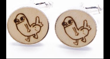 Manchetknopen - Hout Houten Meme Dickbut