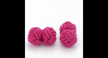 Manchetknopen - Zijden Knoop Donkerroze Rood