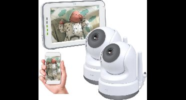 ELRO BC3000-2 Babyfoon Royale - met 12,7 cm Touchscreen Monitor HD- & Gratis App - Met extra camera - Voor 2 kinderen - Incl. Geluidsdetectie, Voedingsalarm en Temperatuursensor