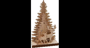 Tom Kerstboom Met Hert Led-decoratie 25 Cm Hout Bruin