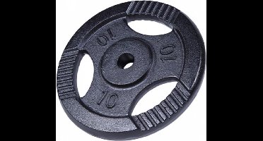 Gorilla Sports Gewicht - Halterschijf - 10 kg - Gripper Gietijzer zwart - 30 mm