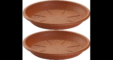 Opvangschaal/onderbord Plantenpot - 4x stuks - terracotta - D32 cm - Kunststof - voor pot Dia 40/45 cm