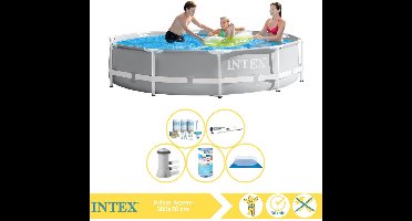 Intex Prism Frame Zwembad - Opzetzwembad - 305x76 cm - Inclusief Onderhoudspakket, Zwembadpomp, Filter, Grondzeil en Stofzuiger