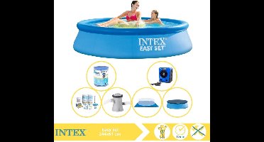 Intex Easy Set Zwembad - Opblaaszwembad - 244x61 cm - Inclusief Afdekzeil, Onderhoudspakket, Zwembadpomp, Filter, Grondzeil en Warmtepomp HS
