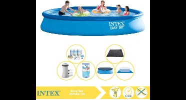 Intex Easy Set Zwembad - Opblaaszwembad - 457x84 cm - Inclusief Afdekzeil, Onderhoudspakket, Filter, Grondzeil en Solar Mat