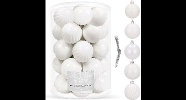 Springos Kerstballen | 20 Stuks | 6 cm | Wit