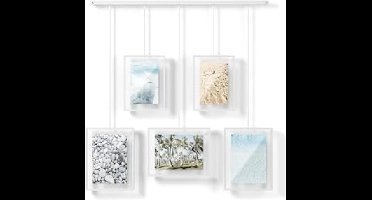 Exhibit Set met 5 fotolijsten, Staal, Wit