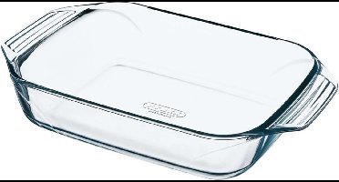 3x Rechthoekige glazen ovenschaal 3,8 liter 39 x 26 x 6,5 cm - Ovenschotel schalen - Bakvorm