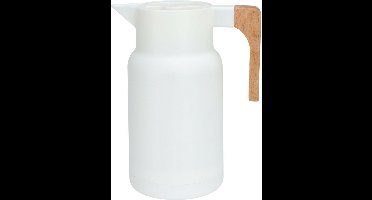 Excellent Houseware Koffiekan thermoskan - 1L - dubbelwandig - kunststof - mat wit - D12,5 x H25 cm