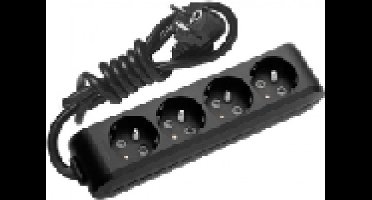 Panasonic 4-voudig stekkerdoos zwart (2 polen + aarde), met kinderbeveiliging, snoer 1.50m