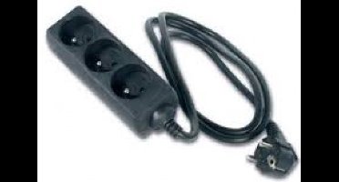 Panasonic 3-voudig stekkerdoos zwart (2 polen + aarde), met kinderbeveiliging, snoer 1.50m