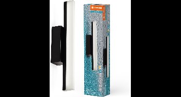 LEDVANCE Orbis Mirror light in black, 40 cm, aluminium housing, 6.8 W, 650 lm, IP44 protection rating, colour temp. adjustable via Click CCT (4,000 K & 3,000 K), infinitely dimmable via touch control