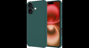 Hoesje - Geschikt voor Apple iPhone 16 - Sterk & Shockproof - Hoes Cover - Siliconen Case - Donkergroen