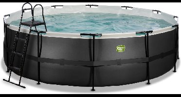 EXIT Black Leather Frame Zwembad ø488 - Opzetzwembad - met Zandfilterpomp - Rond - Zwart