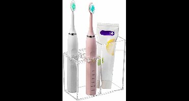 Luvetrex ® Badkamer tandenborstelhouder, make-upborstel organizer, 5 compartimenten helder acryl badkameraccessoires organizer voor krappe ruimtes