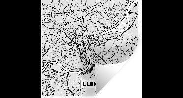 Muurstickers - Sticker Folie - Stadskaart – Plattegrond – België – Zwart Wit – Luik – Kaart - 30x30 cm - Plakfolie - Muurstickers Kinderkamer - Zelfklevend Behang - Zelfklevend behangpapier - Stickerfolie