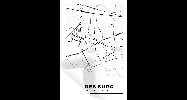 Muurstickers - Sticker Folie - Zwart Wit – België – Plattegrond – Stadskaart – Kaart – Oudenburg - 20x30 cm - Plakfolie - Muurstickers Kinderkamer - Zelfklevend Behang - Zelfklevend behangpapier - Stickerfolie
