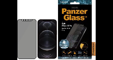 PanzerGlass Screenprotector geschikt voor Apple iPhone 12 Glazen | PanzerGlass Edge to Edge Screenprotector Privacy - Case Friendly - Zwart
