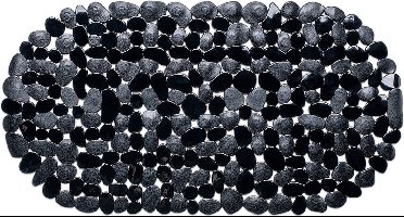 Wicotex grijze anti-slip badmat - 68 x 35 cm - ovaal - Badkuip mat - Schimmelbestendig - Anti-slip grip mat voor douche/bad