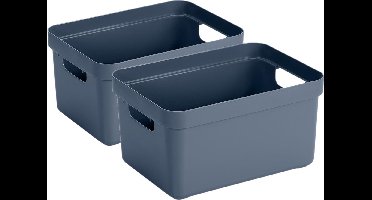 Sunware Opbergbox Sigma - 8x stuks - kunststof - donkerblauw - 5 liter - Opbergbakken/opbergers - 25,2 x 18 x 12,2 cm
