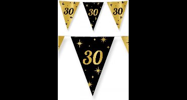 Leeftijd vlaggetjes 30 jaar - 4x stuks - zwart/goud - 10 meter - kunststof - verjaardag - feestartikelen