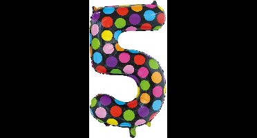Folie Ballon Cijfer 5 Stippen XL 86cm