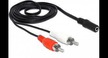 Audiokabel 2 x rca mannelijk tot 1 x 3,5 mm 3 pin stereo -aansluiting 1,4 m