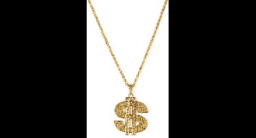 Vegaoo - Metallic dollar ketting voor volwassenen - Goud - One Size