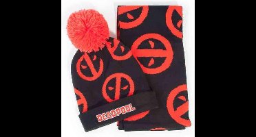 Marvel Deadpool - Symbol Muts & Sjaal Set - Rood/Zwart