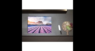 Inductieplaat Beschermer - Bloemenveld Vol Hyacinten, Nederland - 70x50 cm - 2 mm Dik - Inductie Beschermer - Bescherming Inductiekookplaat - Kookplaat Beschermer van Wit Vinyl