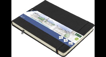 Kangaro schetsboek - A5 landscape - zwart - PU hardcover - met elastiek en lint - K-861230
