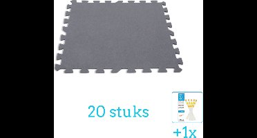 Intex Zwembadtegels - 50x50 cm - (8 Stuks per verpakking) - Grijs - 20 stuks - Voordeelverpakking - Inclusief WAYS Testrips (1 stuks)