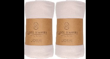 Fleece dekens/plaids - 2x - lichtgrijs - 125 x 150 cm