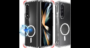 Hoesje Geschikt Voor Samsung Galaxy Z Fold 4 hoesje met Oplaadfunctie - Hoesje Geschikt Voor Samsung Galaxy Z Fold 4 Transparant Hoesje met Oplaadfunctie - Galaxy Z Fold 4 Magnetisch Hoesje